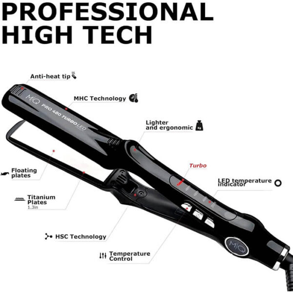 MQ Hair Professional Titanium Flat Iron 480°F Turbo 3