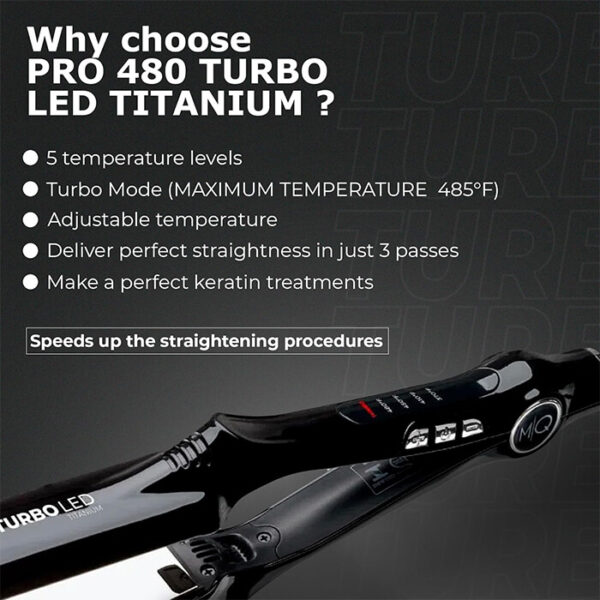 MQ Hair Professional Titanium Flat Iron 480°F Turbo 4